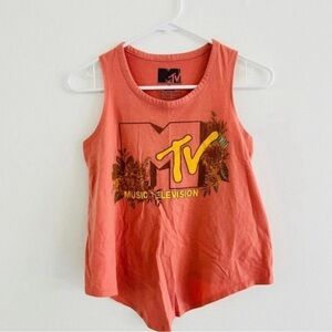 MTV Pink Floral Logo Tank XS